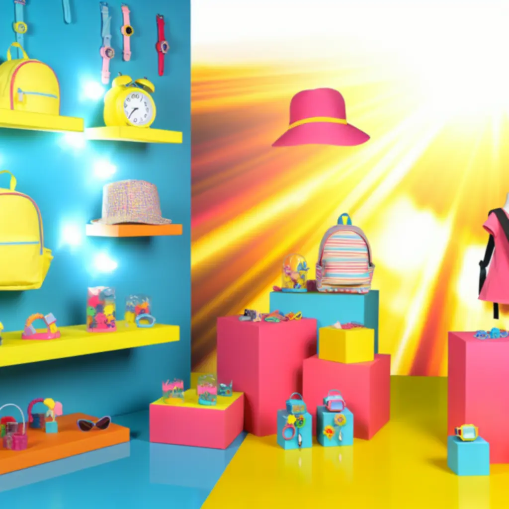 Kolorowe akcesoria dla dzieci ułożone na pastelowym tle