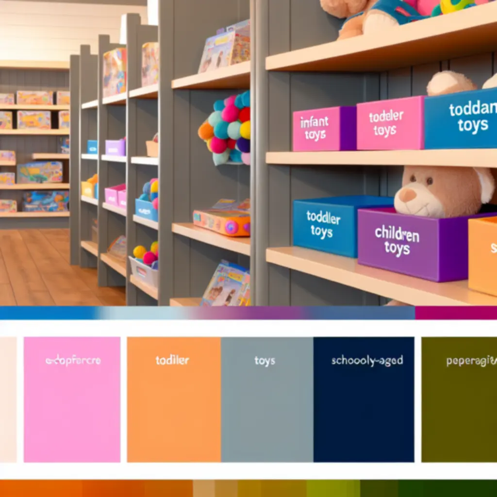 Półki z produktami dla dzieci ułożonymi według wieku