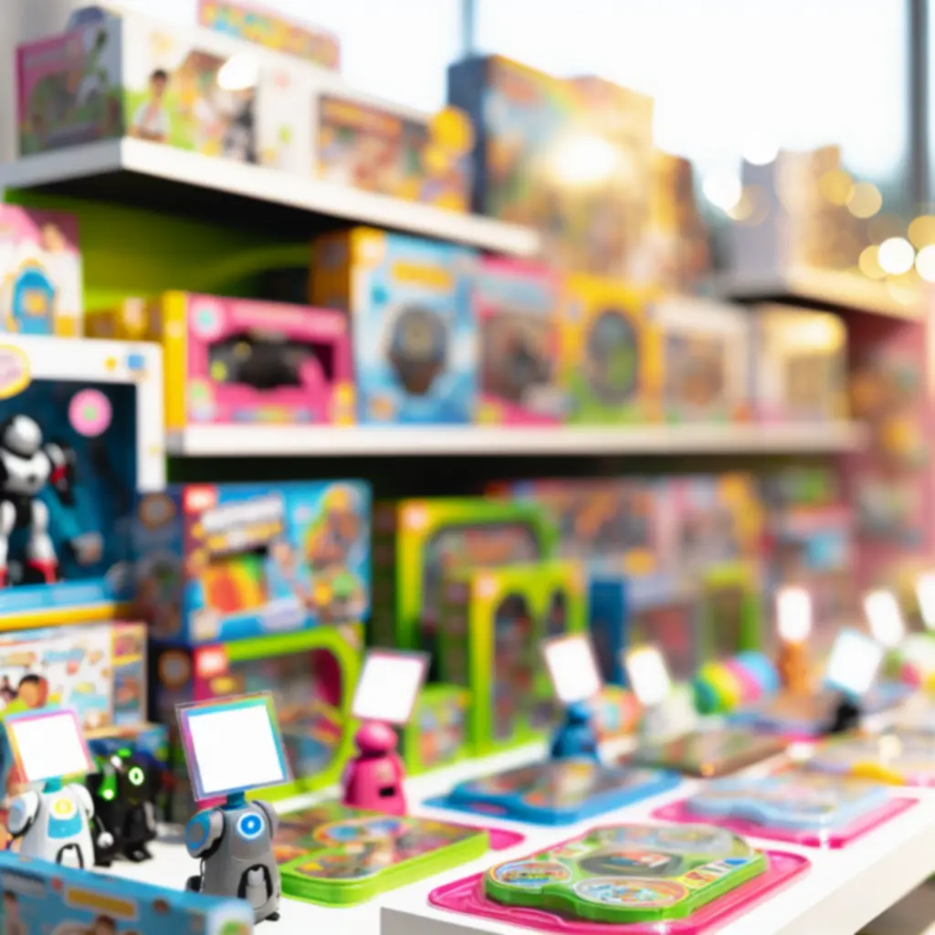 Ekspozycja popularnych zabawek na półkach sklepowych