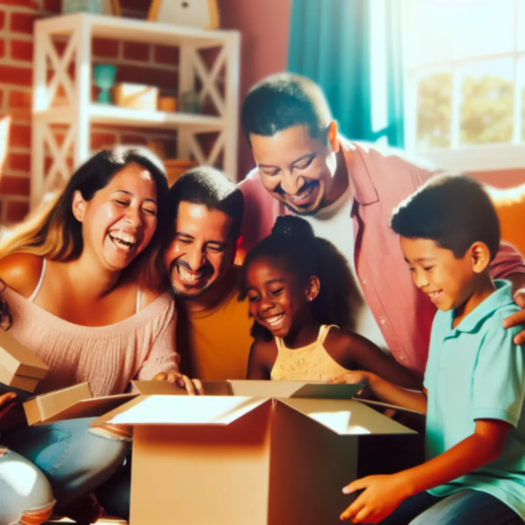 Rodzina bawiąca się wspólnie zabawkami z KidsWorldHubPL