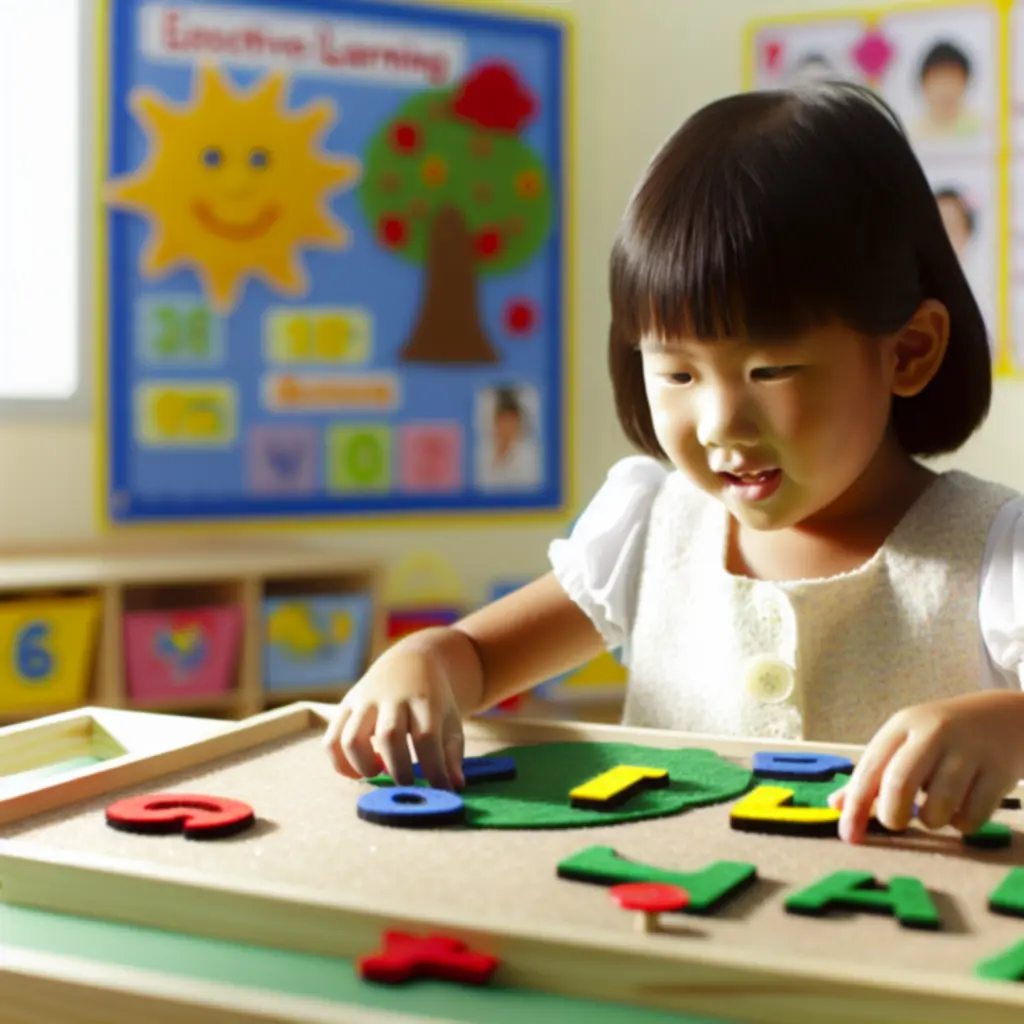 Dziecko bawiące się matą edukacyjną i interaktywnymi narzędziami do nauki