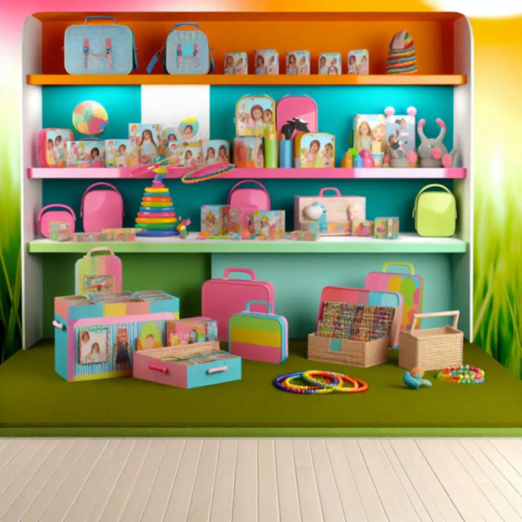 Zestaw najpopularniejszych dziecięcych akcesoriów: plecaki, czapki, lunchboxy i drobne dodatki