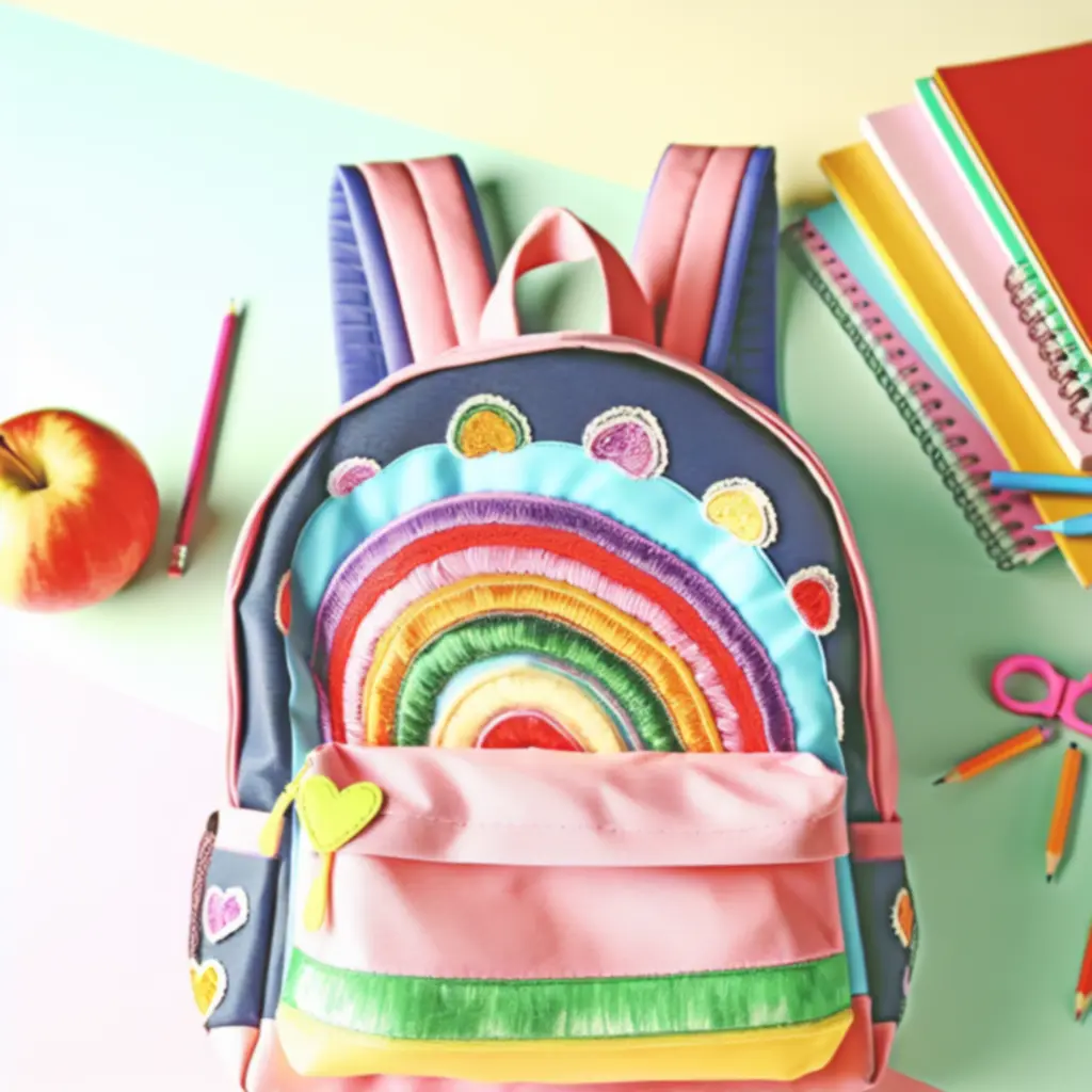 Kolorowy plecak tęczowy dla dzieci z regulowanymi szelkami i wesołymi motywami