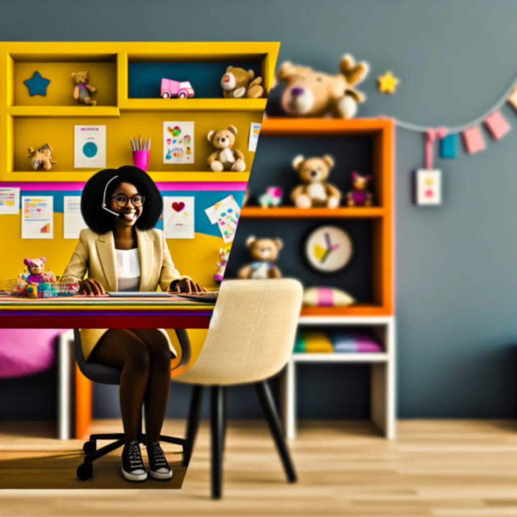 Kolorowe biurko centrum wsparcia dla dzieci
