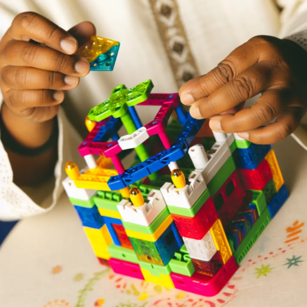 Zbliżenie zabawki dziecięcej z widocznymi kolorowymi detalami